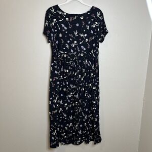 Vintage Women's Dress Long Dark Floral Whimsigoth 11 12 Babydoll Vampy Grunge